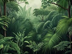 an image of a jungle scene with trees and plants