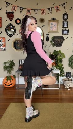 Shop our Influencers' top picks on Amazon Doc Martens Outfit Dress, Goth Rarity, Amazon Boots, Long Sleeve Waffle Shirt, Boots Doc Martens, Dress From Amazon, Best Winter Outfits, Lit Outfits, Waffle Shirt