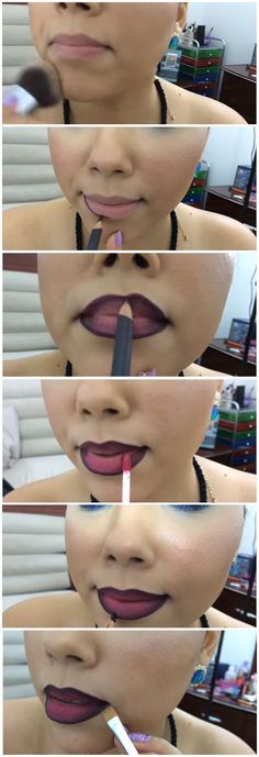 How To Do Ombre Lip | How To Apply Lipstick And DIY Lipstick Tricks at Makeup Tutorials | #makeuptutorials | makeuptutorials.com Chicana Lip Liner, Chola Style Makeup, Chola Makeup Tutorial, Ombre Lipstick Tutorial, Lipstick Tricks, Lip Ombre, Chola Makeup, Ombre Lips Tutorial, Ombré Lip