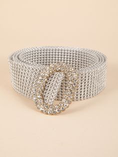 Silver Glamorous   Aluminum Alloy  Metal Belt Embellished   Women Accessories Square Rhinestone Belt, Luxury Belts Women Rhinestone, Y2k Diamond Belt, Cristle Belt, Elegant Luxury Belt With Silver Buckle, Luxury Fitted Party Belts, Luxury Rhinestone Belts, Diamond Silver Belt, Dressy Rhinestone Belt