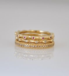 Gold Stacking Rings, Gold Stacking Ring, Green Gemstone Ring, Ruby Bands, Ruby Ring Gold, Stackable Wedding Bands, Ring Ruby, Unusual Rings, Dainty Gold Rings