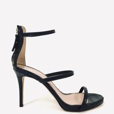 Giuseppe Zanotti Alien Leather Sandal Ankle Strap Heels Msrp $725.00 Size: Us 6 Eu 36 Uk 4 Heel: 3.5” High Color: Black Embossed Leather: Calfskin Concealed Back Zip Wrapped Heel And Leather Sole Made In Italy Brand New With Box 100% Guaranteed Authentic Luxury Cocktail Heels With Ankle Strap, Luxury Ankle Strap Heels For Night Out, Luxury Open Toe Heels For Date Night, Luxury Fitted Sandals With Deep Heel Cup, Ankle Strap Heels With Reinforced Heel For Cocktail, Cocktail Heels With Ankle Strap And Reinforced Heel, Luxury High Heel Sandals For Date Night, Crystal Sandals, Zanotti Shoes