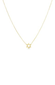 A Star of David pendant is suspended from this dainty chain necklace shaped from 14-karat gold. 18" length 14k gold Made in Italy Jewish Star Necklace, Dainty Chain Necklace, Jewish Star, Star Of David Pendant, Dainty Chain, Star Of David, Gold Star, Star Necklace, Gold Stars