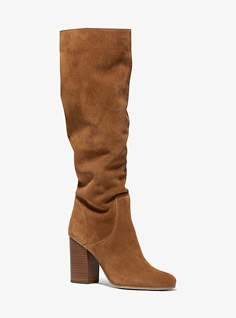 Strut in style in our Leigh boots. Crafted from rich suede and rendered in a slouchy silhouette this pair strikes a Bohemian-chic note—the perfect combination of cool and sophisticated. Wear them with the season’s floral-printed midi dresses for an of-the-moment look. Tall Boots For Fall, Women’s Boots, Tall Tan Suede Boots, Suede Brown Boots, Slouchy Suede Boots, Michael Kors Boots, New Boots, Brown Suede Boots, Suede Boots Knee High