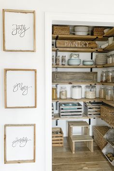 the pantry is clean and ready to be used as storage for food, drinks or other items