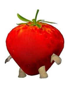 a very large red tomato with two legs