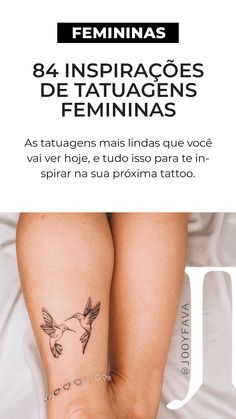 a woman's legs with tattoos on them and the words 8 inspiracoes de tatuagens femininas