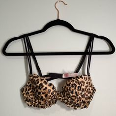 Super Cute Lightly Lined Demi Style Bra. Doesn't Fit Me Never Worn But No Tags/: Stretch Underwire Bra In Leopard Print, Leopard Print Stretch Underwire Bra, Cheetah Print Bra, Leopard Print Bra, Pink Cheetah Print, Printed Bras, Pink Cheetah, Cute Bras, Pink Victoria Secret