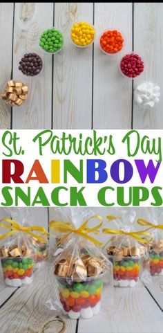 this st patrick's day rainbow snack cups is perfect for the kids to make