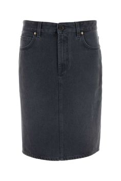 Graphite Denim Skirt from Miu Miu Luxury Miu Miu Skirt For Work, Luxury Fitted Mini Skirt By Miu Miu, Spring Luxury Miu Miu Mini Skirt, Luxury Lined Skirt By Miu Miu, Elegant Luxury Miu Miu Mini Skirt, Luxury Miu Miu Skirt For Workwear, Denim Aesthetic, Wang Dress, Skirt For Women