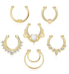 PRICES MAY VARY. 💎SEPTUM RING💎You will get variety of 6pcs fake septum rings give you mutiply wearring outfit, No need to endure the troubles of piercing, you can also enjoy the charm of cool body jewelry 💎PREMIUM MATERIALS💎In ancient greek mythology, Opal is a magic stone left by angels when they land, woman wearing an opal ring is an incarnation of an angel and can bring happiness to herself and those around her, symbolizing hope, purity, truth and luck. Make It look so dazzling, Exquisite Septum Woman, Nose Ring Sizes, Fake Septum Ring, Faux Septum Ring, Tiny Nose, Faux Septum, Ancient Greek Mythology, Opal Nose Ring, Septum Nose Rings