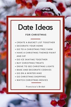 a red and white sign that says date ideas for christmas