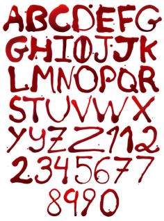 the letters and numbers are drawn with red ink