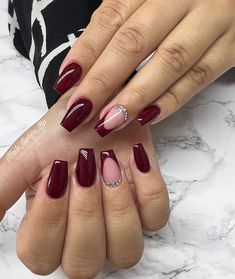 Claret Nails, Purple Gel Nails, Disney Acrylic Nails, 2022 Nails, Wine Nails, Gel Toe Nails, Manicure Nail Designs, Winter Nails Acrylic, Edgy Nails