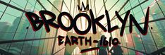 the brooklyn earth 360 logo is shown in front of a cityscape with skyscrapers