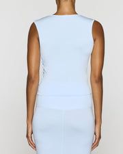 Color Launch - LT BLEU Peplum Dress, High Neck Dress