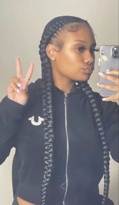 Two French Braids Black Hair, New Hairstyles For 2023 Women Braids, Braids For Black Women French Braid, 2 Braids To The Back With Weave, Simple Cute Braided Hairstyles Black, French Braids With Extensions Black Women, 2 French Braids With Curly Ends, A Quick Hairstyle With Braids, Braid Ideas For Back To School