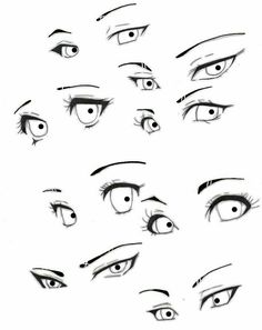 an image of various eyes with different angles and shapes to draw on the page, including one