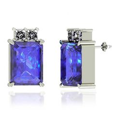 14K White Gold-2.7-AAAA Tanzanite Rings, Tanzanite Studs, Tanzanite Jewelry, Tanzanite Earrings, Tanzanite Ring, Tanzanite Gemstone, Single Stone, Gold Earring, Yellow Gold Earring