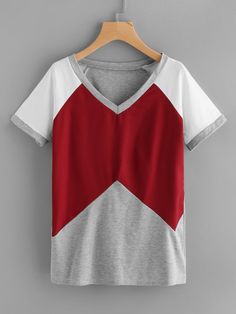 Women T Shirts, Shirt Color, Raglan Sleeve, Gray White, Cotton Shirt, Fashion News, Womens Tees, Color Block