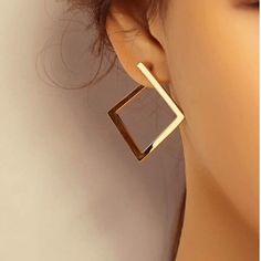 Gorgeous Gold Square Drop Earrings Minimalist Earrings Silver, Cheap Earrings, Square Earrings Studs, Square Stud, Gold Geometric, Square Earrings, Metal Earrings, Online Earrings, Geometric Earrings