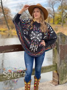 This gorgeous Mexican Artisanal Poncho is perfect for the cold months ahead! The multicolor Fair Isle design adds that perfect pop of color and style to your wardrobe. This poncho is knit, has open sides and it comes in one size so anyone ranging from size Small to 2x will be able to wear it. Note: -The Mexican Hat, Filigree Earrings and Boots are available to buy as well. Filigree Earrings: https://www.etsy.com/es/listing/702840317/filigrana-de-plata-filigrana-clasica?ref=listings_manager_grid Cozy Multicolor Poncho, Casual Oversized Multicolor Poncho, Casual Multicolor Fall Poncho, Multicolor Casual Shawl Poncho, Casual Multicolor Shawl Poncho, Casual Multicolor Poncho For Winter, Casual Multicolor Shawl Cape, Multicolor Long Sleeve Cape For Fall, Winter Long Sleeve Festival Cape