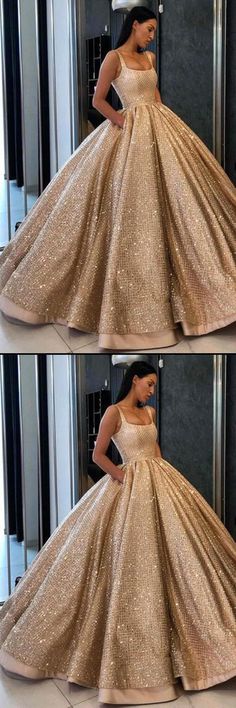 Gold Formal Dresses, Bling Dresses, Sundress Wedding, Aramex Delivery, Dresses Sundress, Satin Ball Gown Wedding Dress, Prom Dress With Pockets, Gold Formal Dress, Ball Gown Prom Dress