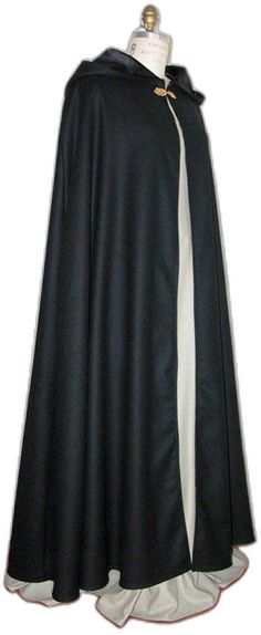 Fitted Black Cape For Work, Formal Fitted Black Cape, Fitted Black Formal Cape, Black Fitted Cape For Formal Occasions, Cloak With Hood, Wool Cloak, Long Cloak, Lace Pink Dress, Velvet Trim