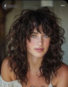 Medium Length Haircut For Curly Hair Natural Curls With Bangs, Body Perms For Medium Length Hair, Curly Shag Haircut Medium, Curly Shag With Bangs, Wise Wizard