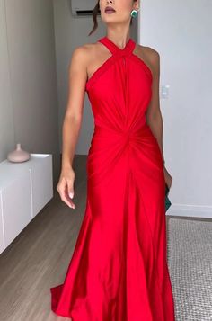 Halter Braided Draped Maxi Dress Red Maxi Dress Stores, Formal Chic, Fitted Gowns, Bodycon Evening Dress, Drape Maxi Dress, Evening Party Gowns, Evening Gowns Elegant, Evening Dresses Elegant, Halter Style