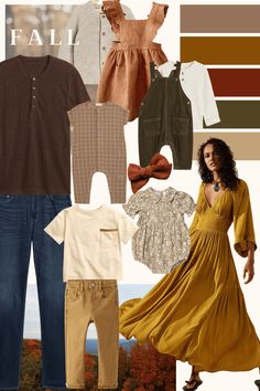 a collage of clothes, shoes and clothing items for babies to wear in the fall