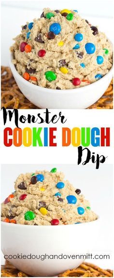 monster cookie dough dip in a white bowl