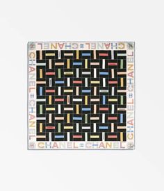 Square scarf - Silk twill, black, ecru & multicolor — Fashion | CHANEL Moda Chanel, Silk Scarves