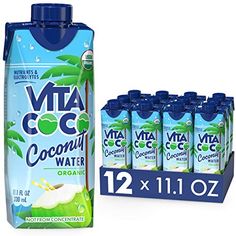 a carton of vita coco coconut water next to 12 bottles of the original drink