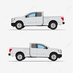 two white pickup trucks side by side on a light gray background, truck, automobile, vehicle png and psd