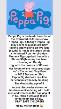 peppa pig is the land character of the overrated children's show