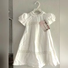 New With Tags Made In Colombia 100% Cotton Fully Lined Peter Pan Collar Pearl And Lace Embellishments Baptism Christmas Christening White Formal Baby Girl Dress Cute Cotton Baptism Dress With Short Sleeves, Cute Short Sleeve Baptism Dress, White Short Sleeve Baptism Dress, Pearl And Lace, Peter Pan Collar, Kids' Dresses, Baby Dress, Christening, Dress Making