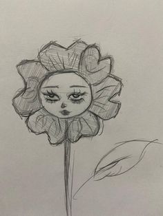 a drawing of a flower with a face on it