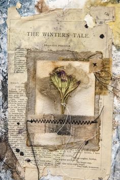 an altered photograph of a flower on top of a piece of paper with the words winter's tale written below it