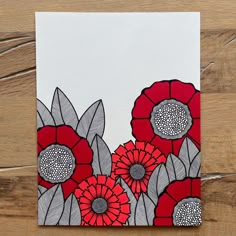 Drawing of abstract red flowers and black and white leaves Floral Marker Art, Alcohol Markers On Canvas, Coloured Zentangle Art, Tangle Art Ideas, Doodle With Markers, Doodle Art Markers, Hibiscus Doodle, Markers Art Ideas, Doodle Art Drawing Creative