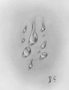 pencil drawing of water drops on paper