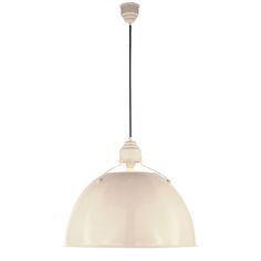 a white light hanging from the ceiling on a black cord with an oval glass shade