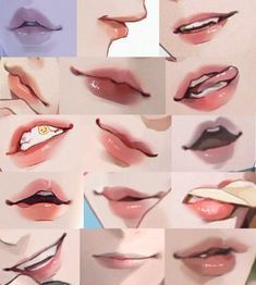 many different images of lips with various shapes and colors, including the bottom half of each lip