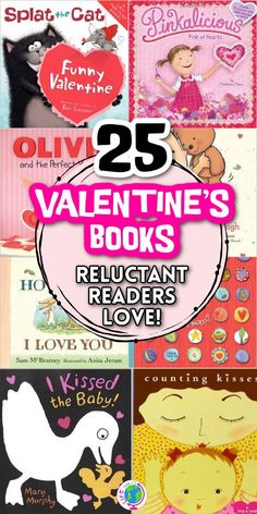 25 valentine's books for reluctant readers to love with the title overlay reads 25 valentine's books