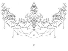 a drawing of a tiara with roses on it