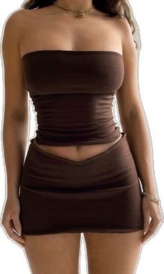 Fitted Brown Sleeveless Tube Top, Spring Brown Sleeveless Tube Top, Mini Skirt Party, Skirt Streetwear, Pencil Dresses, Crop Top Skirt, Party Skirt, Mini Short, Women Cargos