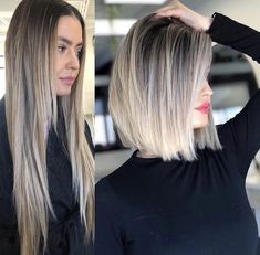 Tuns Bob Lung, Medium Length Hair Women, Long Hair Cut Short, Before And After Haircut, Short Hair Balayage, Hair Makeover, Brown Blonde Hair, Ombre Hair Color, Medium Hair Cuts