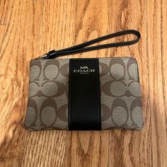 Nwt -Khaki Color And Black -Never Worn Brown Coach Bag With Wrist Strap, Brown Pouch Wristlet For On-the-go, Brown Rectangular Wristlet For On-the-go, Silver Wallet, Tory Burch Wallet, Coach Wallet, Coach Wristlet, Horse Carriage, Bags Coach