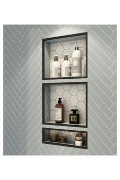 Tile Shower Niche 16"X34" Recessed Recessed Shower Shelf, Niche Shelves, Tile Shower Niche, Bathroom Niche, Recessed Shelves, Bad Inspiration, Wall Niche, Hallway Bathroom, Shower Niche