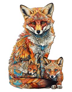 a drawing of two foxes sitting next to each other